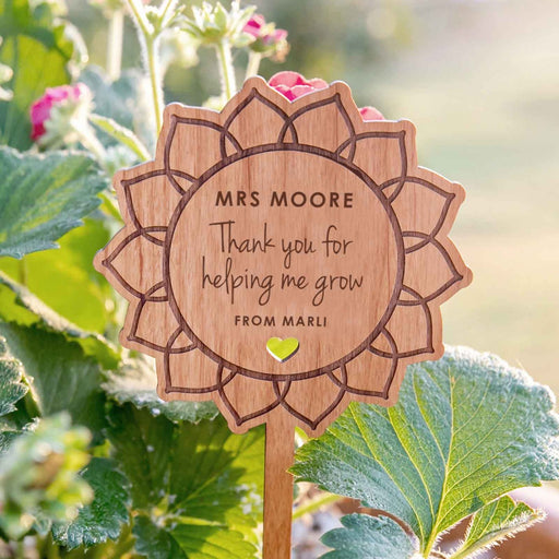Personalised Engraved Teacher Wooden Planter Stick Christmas Present