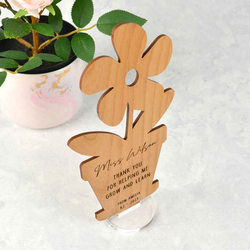 Customised Laser Cut & Engraved Wooden Flower pot Teacher Christmas Gift