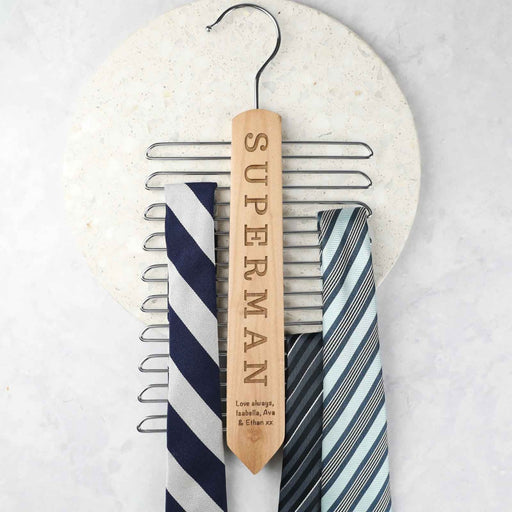 Personalised Engraved Father's Day Wooden Tie Hanger Present