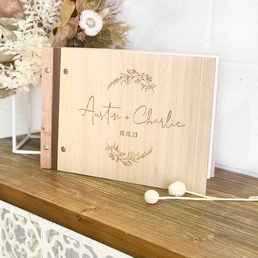 Personalised Engraved Wooden Wedding Guest Book