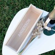 Customised Engraved Name Wine and Champagne Wedding Natural Box