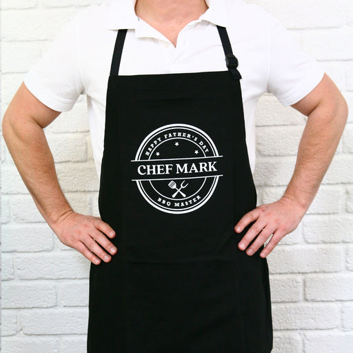 Personalised Printed Father's Day Black BBQ Apron