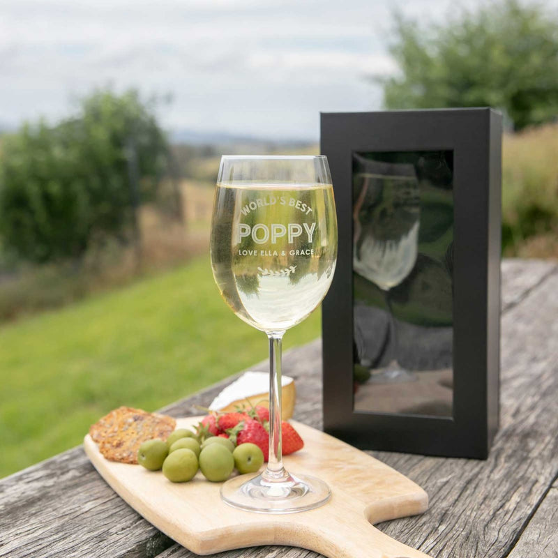 Custom Designed Engraved Father's Day Wine Glass Present