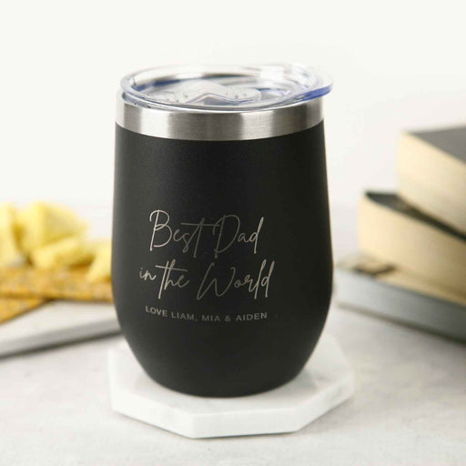 Personalised Engraved Stainless Steel Coffee Mug With Lid Father's Day Present