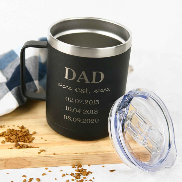 Father's Day Black Stainless Steel Travel Mug Personalised Favours