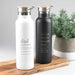 Personalised Engraved Father's Day Black & White Water Bottles With Wooden Lid Present