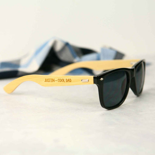 Personalised Engraved Wooden & Black Sunglasses Father's Day Present
