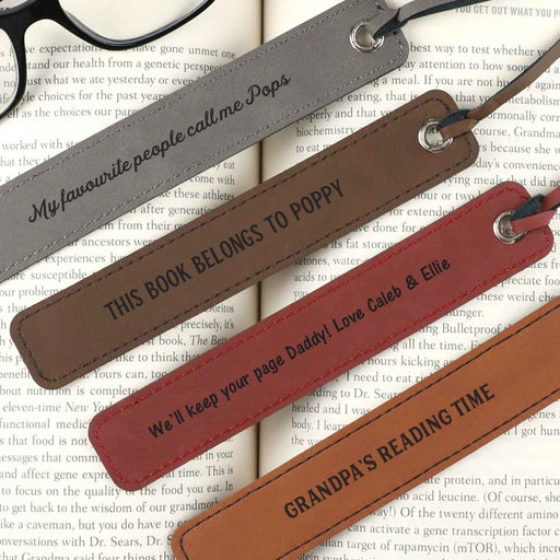 Customised Engraved Father's Day Leatherette Bookmarks Gift
