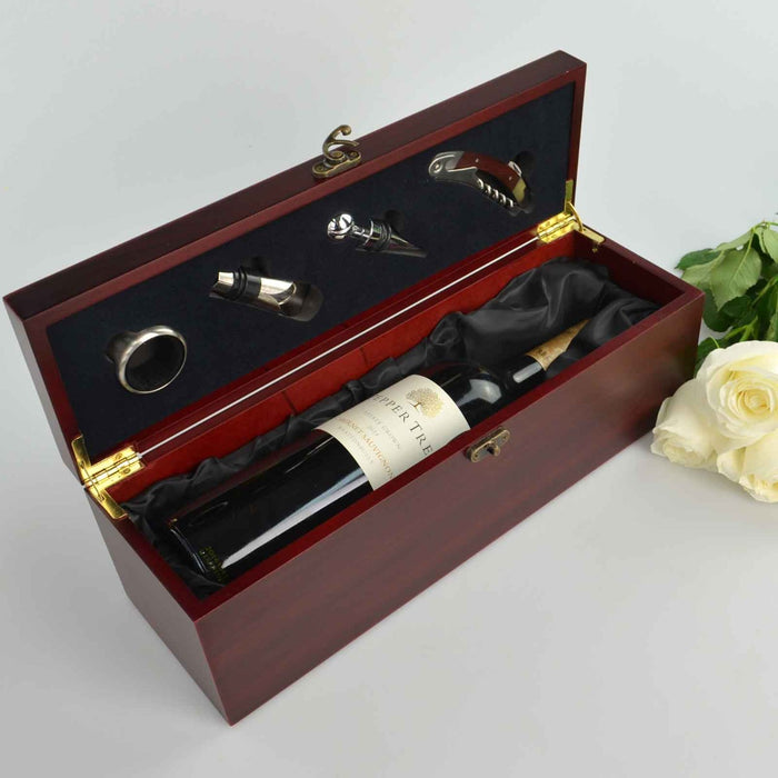 Custom Designed Engraved Father's Day Stained Wine Box Present with a wine tool set