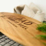 Custom Artwork Engraved Fish Shaped Acacia Wooden Chopping Board Father's Day Gift