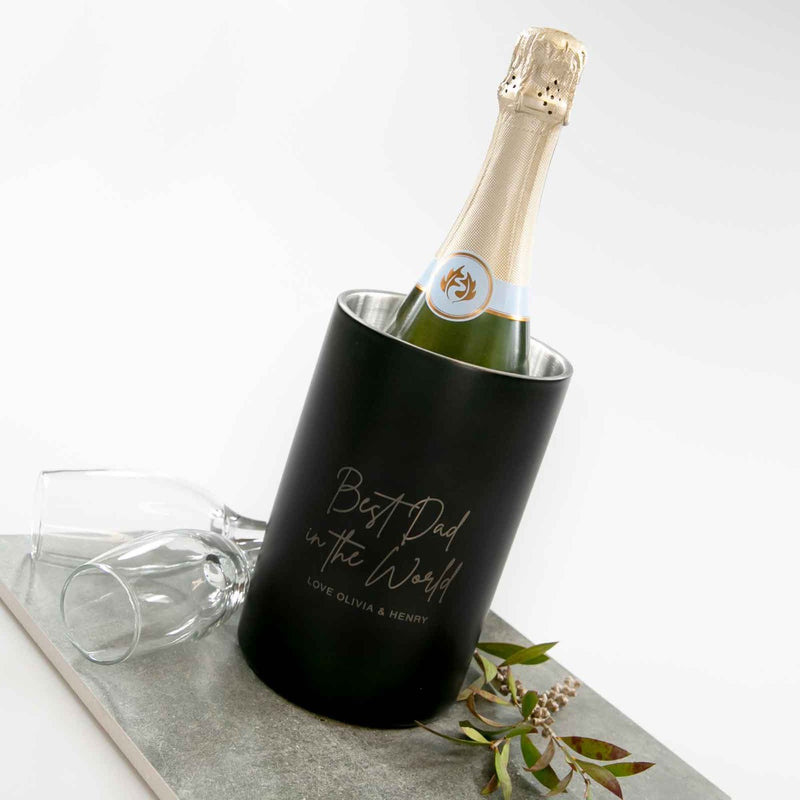 Customised Engraved Name Father's Day Matte Black Stainless Steel Wine Cooler
