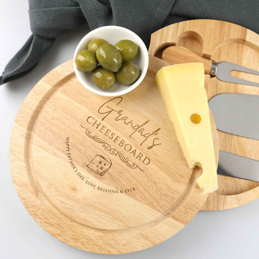 Personalised Engraved Father's Day Engraved Round Cheese Set Present