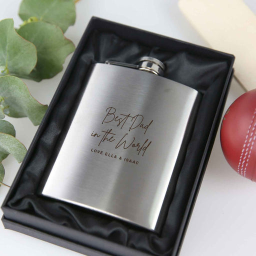 Customised Engraved Silver Father's Day Hip Flask