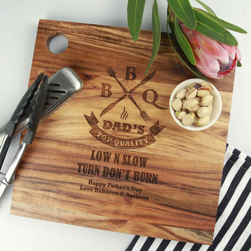 Personalised Engraved Deluxe Father's Day Square Chopping Board Present