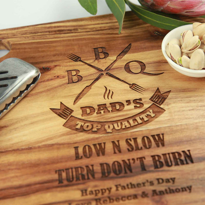 Custom Designed Engraved Deluxe Father's Day Square Chopping Board Dad Present