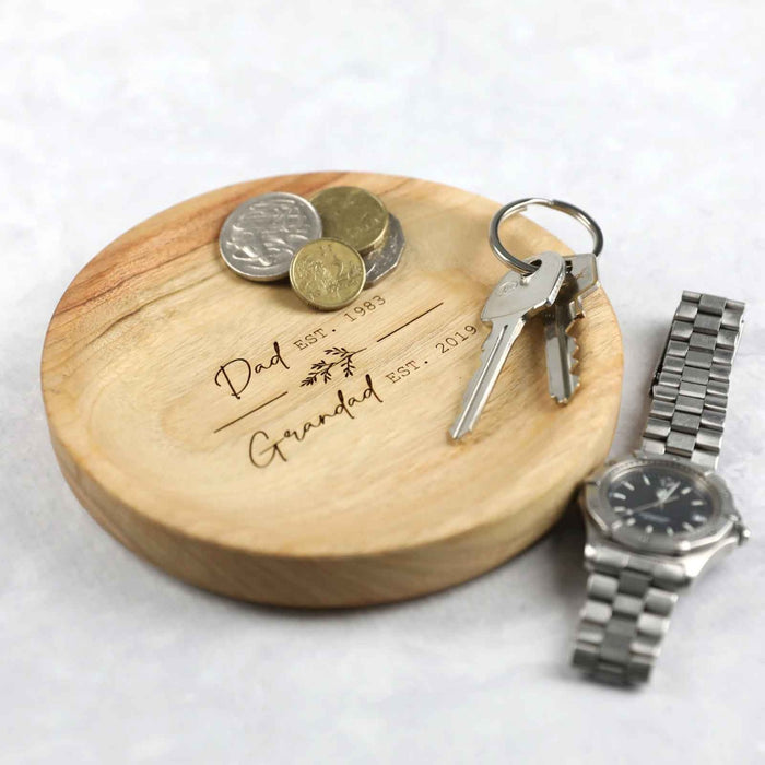 Custom Designed Engraved Father's Day Coins, Keys, Watch Dish Organiser Present