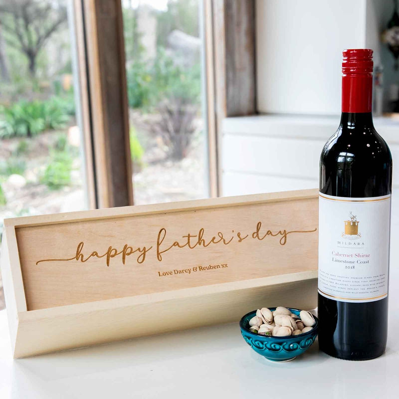 Custom Artwork Engraved Father's Day Wooden Champagne & Wine Box Present