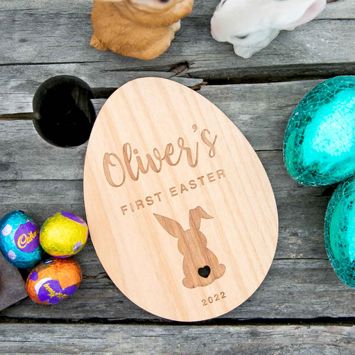 Personalised Engraved First Easter Wooden Plaque with Magnets