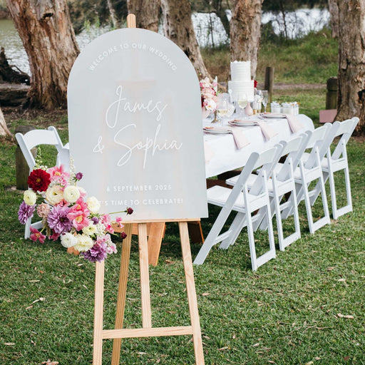 Customised Printed Frosted Arch Acrylic Wedding Welcome Sign