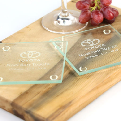 Custom Designed Engraved Corporate Glass Coaster Gifts