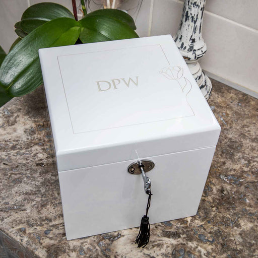 Personalised Engraved Large White Luxury Jewellery Box