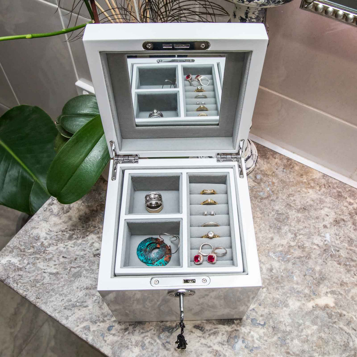 Engraved White Luxury Jewellery Box Personalised Favours