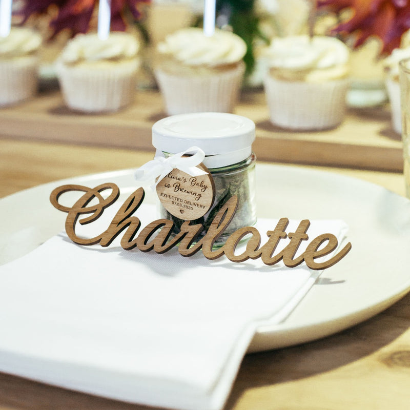 Customised Laser cut & Engraved Alder wood wedding reception name placecards