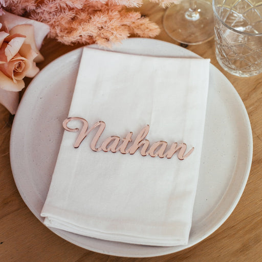 Laser Cut Rose Gold Acrylic Wedding Reception Name Place Card Favour