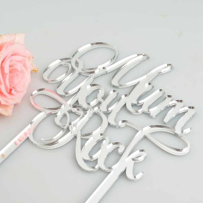 Laser Cut "Mum you rock" Mirror Silver Cake Topper Mother's Day Gift