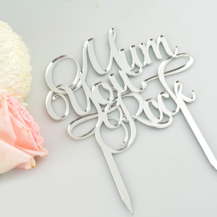Laser Cut "Mum you rock" Mirror Silver Cake Topper Mother's Day Present