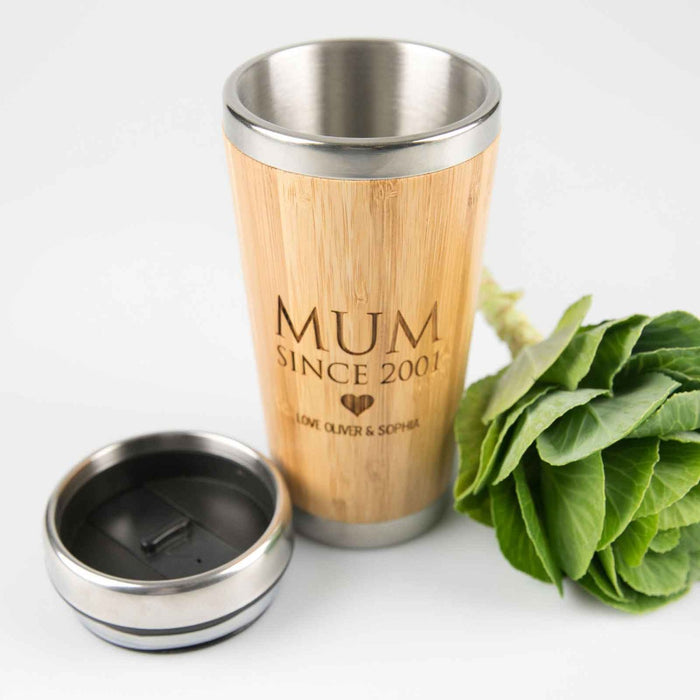 Customised Engraved Mother's Day Bamboo Travel Mug  Present