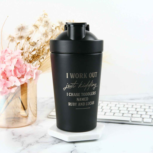 Mother's Day 600ml Stainless Steel Black Protein Shaker Present