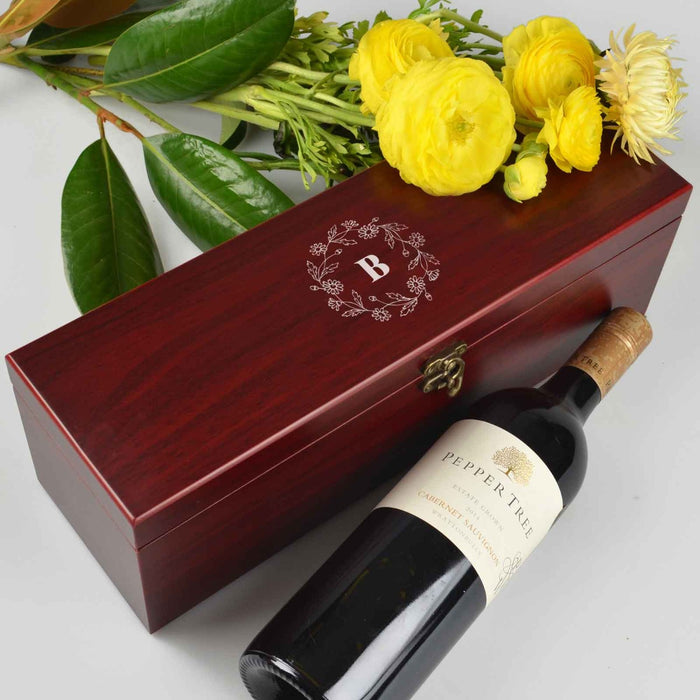 Personalised Engraved Mother’s Day Dark Stained Wine Box Set Present