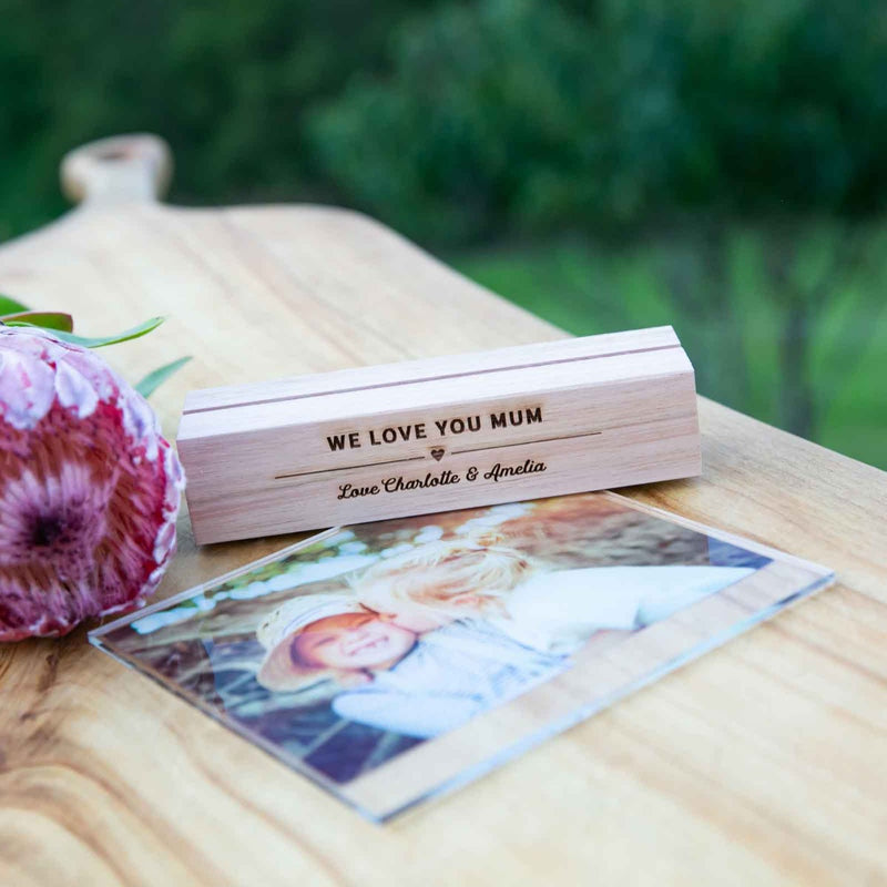 Mother's Day Acrylic Photo Print with Engraved Wooden Base