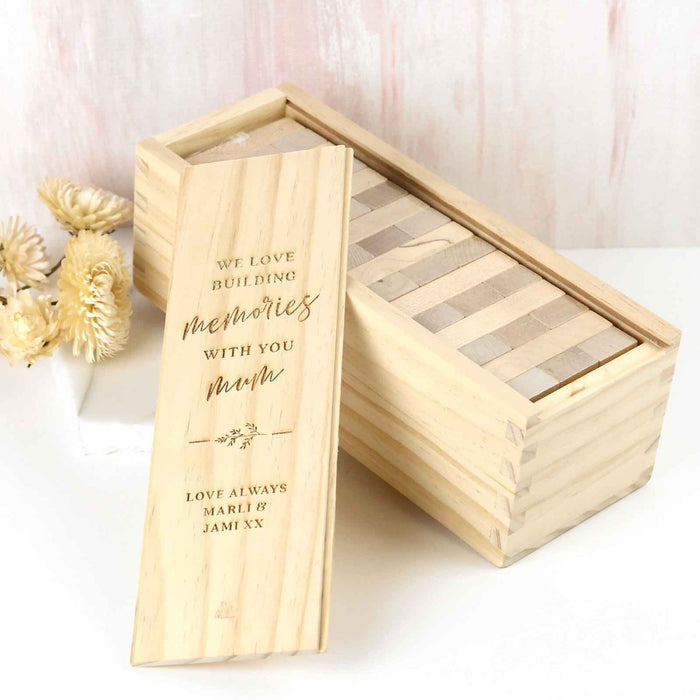 Personalised Engraved Mother's Day Engraved Wooden "Building Memories" Tumbling Tower Present