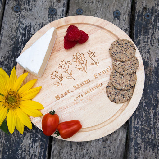 Personalised Engraved Round Wooden Cheese Board Christmas Gift