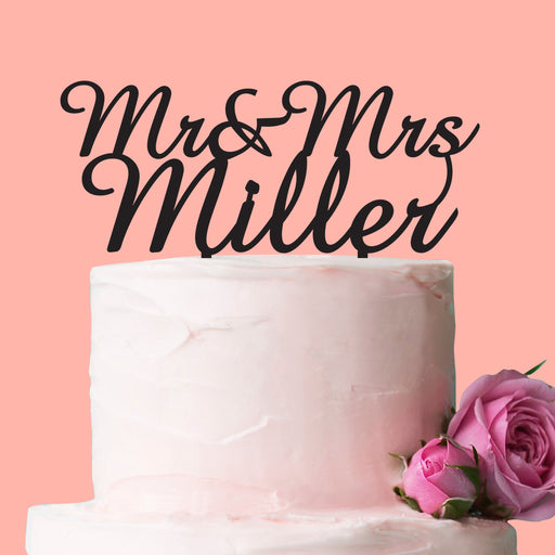 Mr & Mrs Black Acrylic Wedding Cake Topper