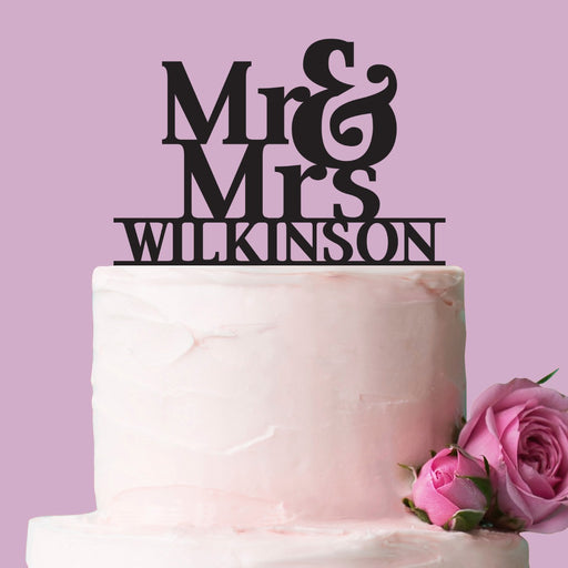 Personalised Laser Cut Mr & Mrs Surname Acrylic Wedding Cake Topper