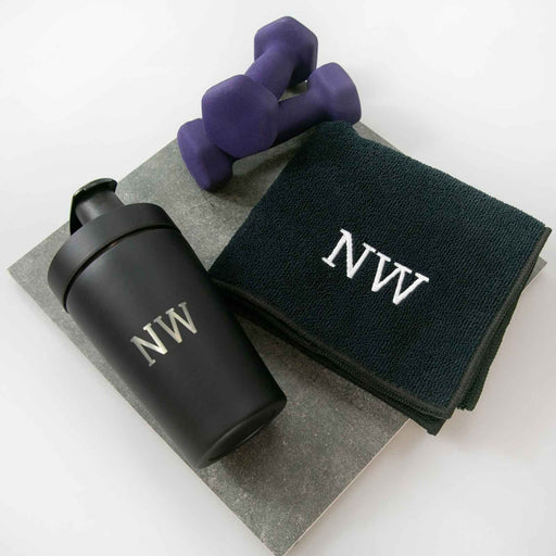 Engraved Protein Shaker and Embroidered Gym Towel Value Set