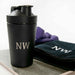 Customised Engraved Monogrammed Black Protein Shaker and Embroidered Black Gym Towel Father's Day