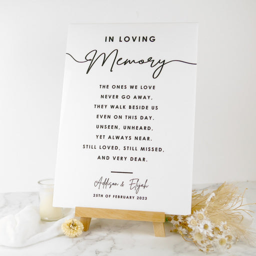 Personalised Printed Memorial Loving Memory A3 Printed Acrylic Wedding Reception and Ceremony Sign