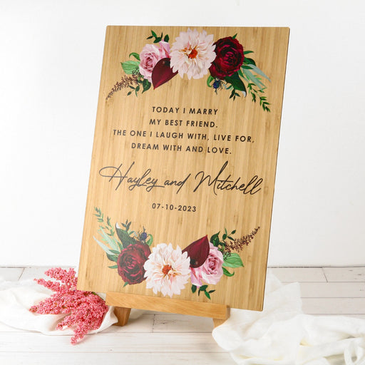 Personalised A3 Printed Bamboo Wedding Welcome Sign