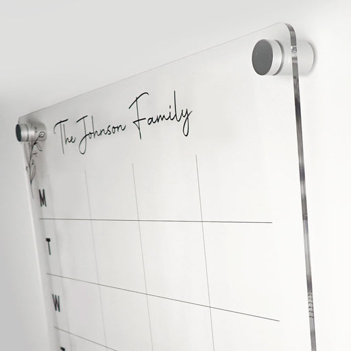 Customised Engraved Name Clear Acrylic Small Monthly Family Planner