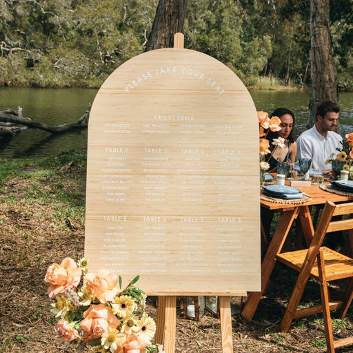 Customised White Printed Arch A1 Size Bamboo Wedding Seating Chart