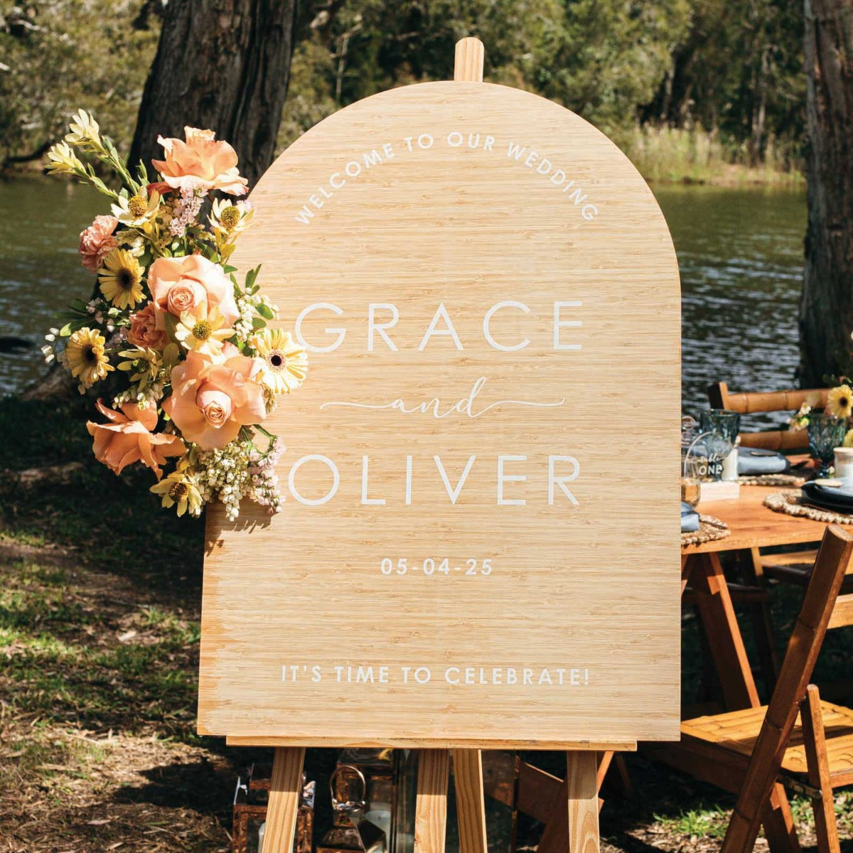 Wedding Printed Bamboo Arch Welcome Sign | Personalised Favours ...
