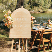 Customised White Printed A1 Size Bamboo Arch Wedding Welcome Reception or Ceremony Sign