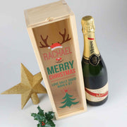 Customised Colour Printed Acrylic lid Wooden Christmas Wine or Champagne box Present