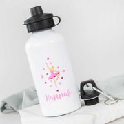 Customised Printed Name Pink Ballerina on White Kids Sports Drink Bottle 500ml