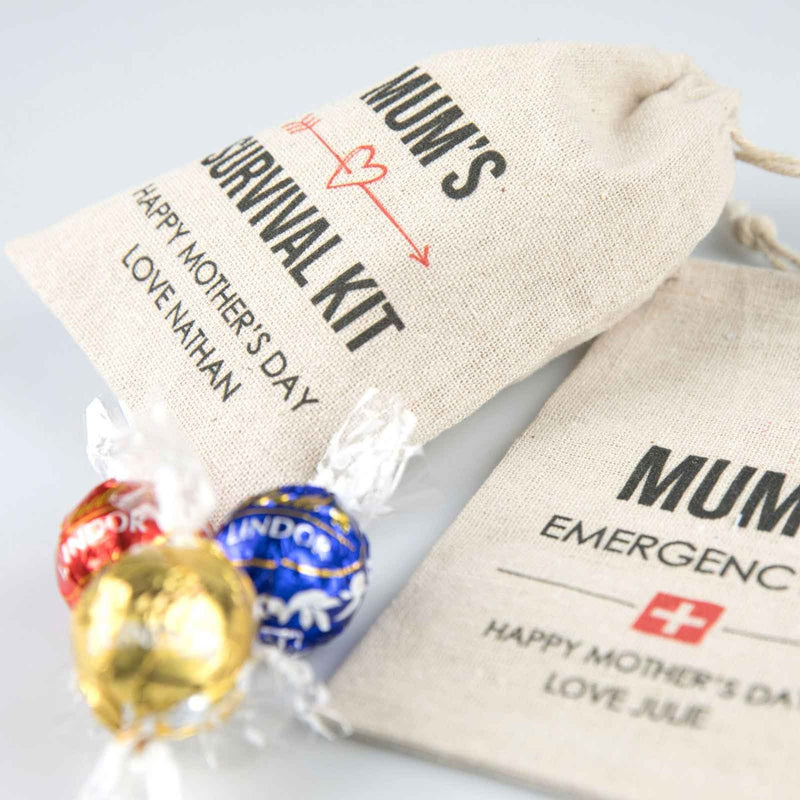 Custom Designed Full Colour Printed Mother’s Day Survival Kit Hessian Gift Bag Present