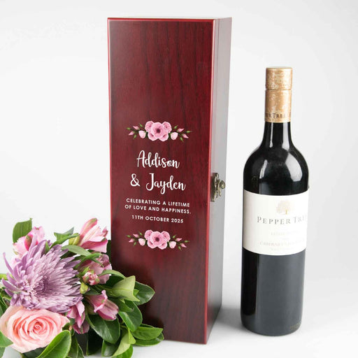 Personalised Wooden Stained Wine Box Set